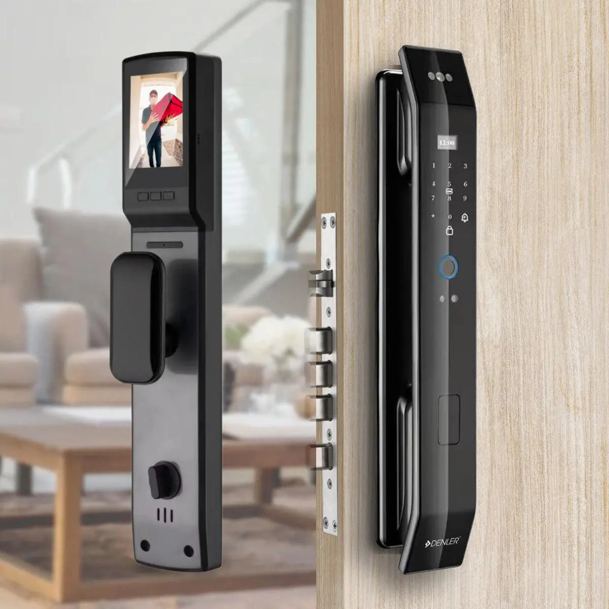 Denler F4 Smart Door Lock,Digital Door Lock with Dual Batteries, 3D Face Recognition, Wi-Fi Remote Unlock Using App